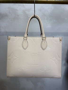 Louis Vuitton Cream Empreinte Leather On the Go MM Tote