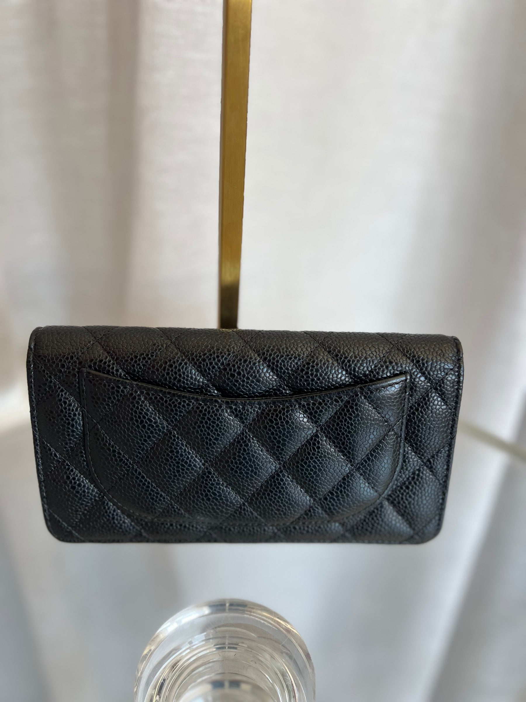 Chanel Black Caviar Leather Long Flap Wallet