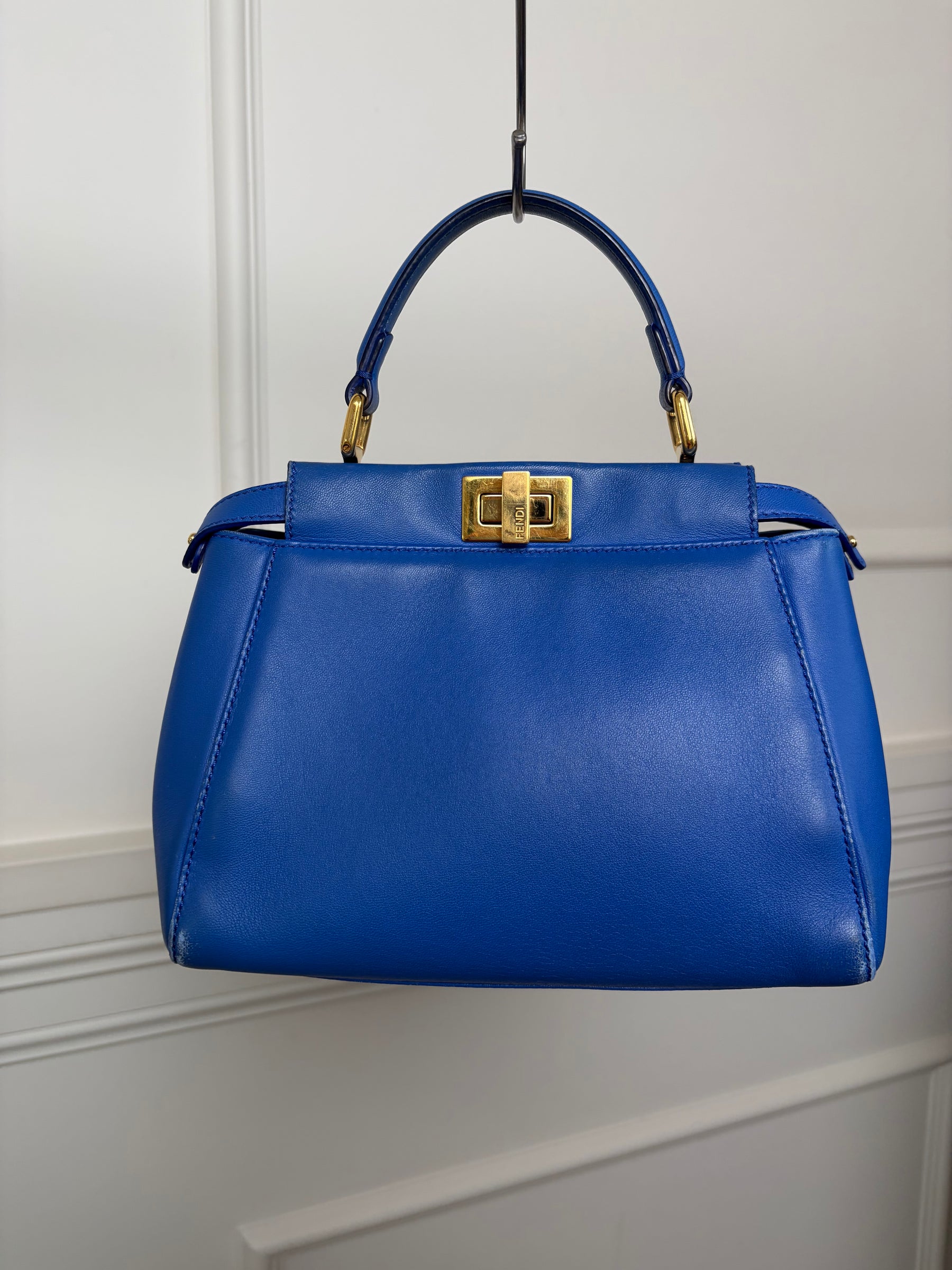 Fendi Blue Leather Mini Peekaboo