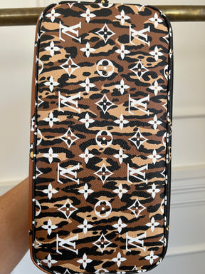 Louis Vuitton Black and Brown Jungle Neverfull MM