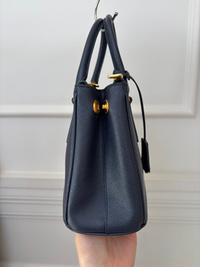 Prada Navy Saffiano Leather Galleria Small Tote