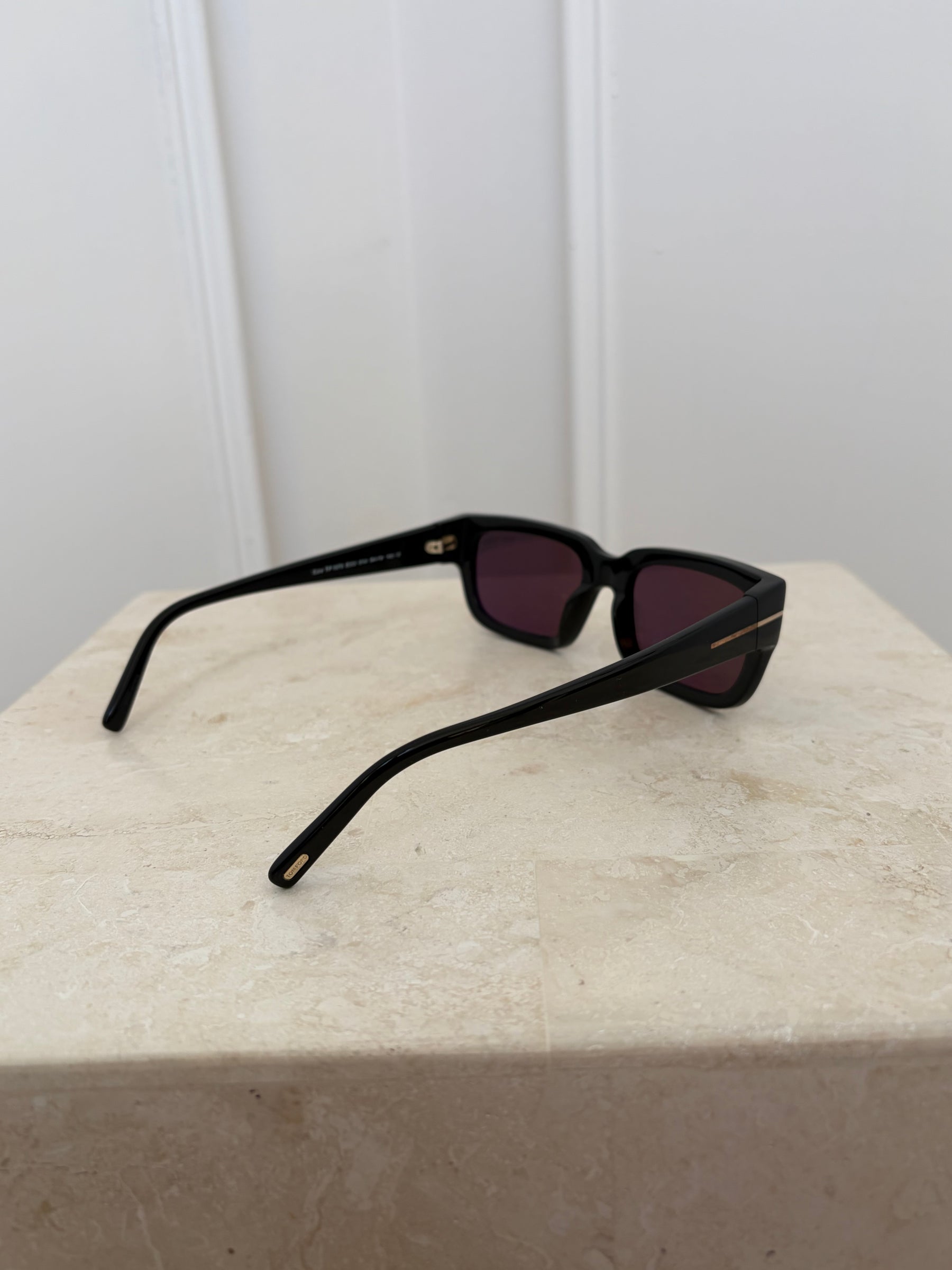 Tom Ford Black Rectangular Acetate Ezra Sunglasses