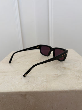 Tom Ford Black Rectangular Acetate Ezra Sunglasses