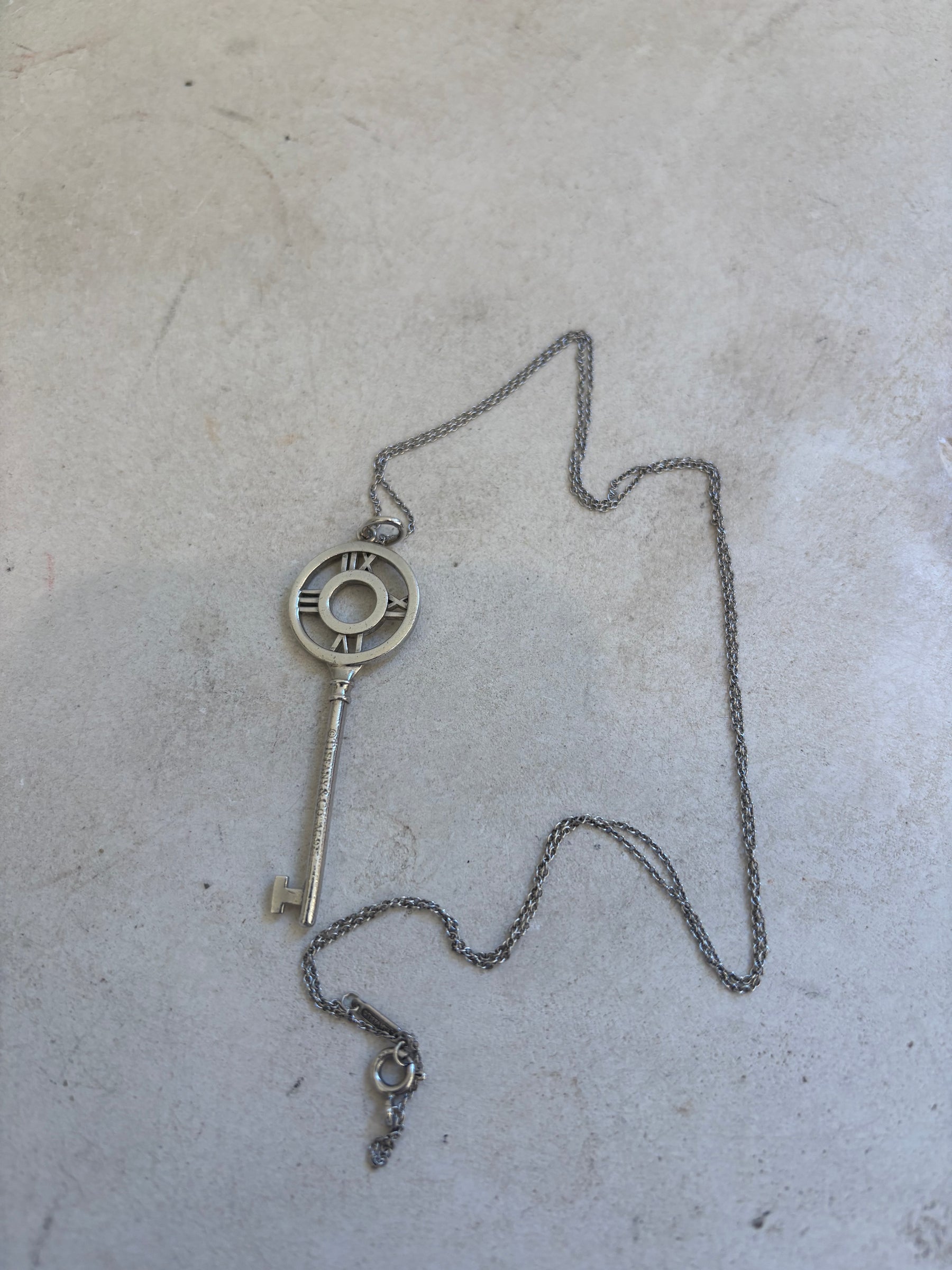 Tiffany & Co. Sterling Silver Atlas Key Pendant Necklace