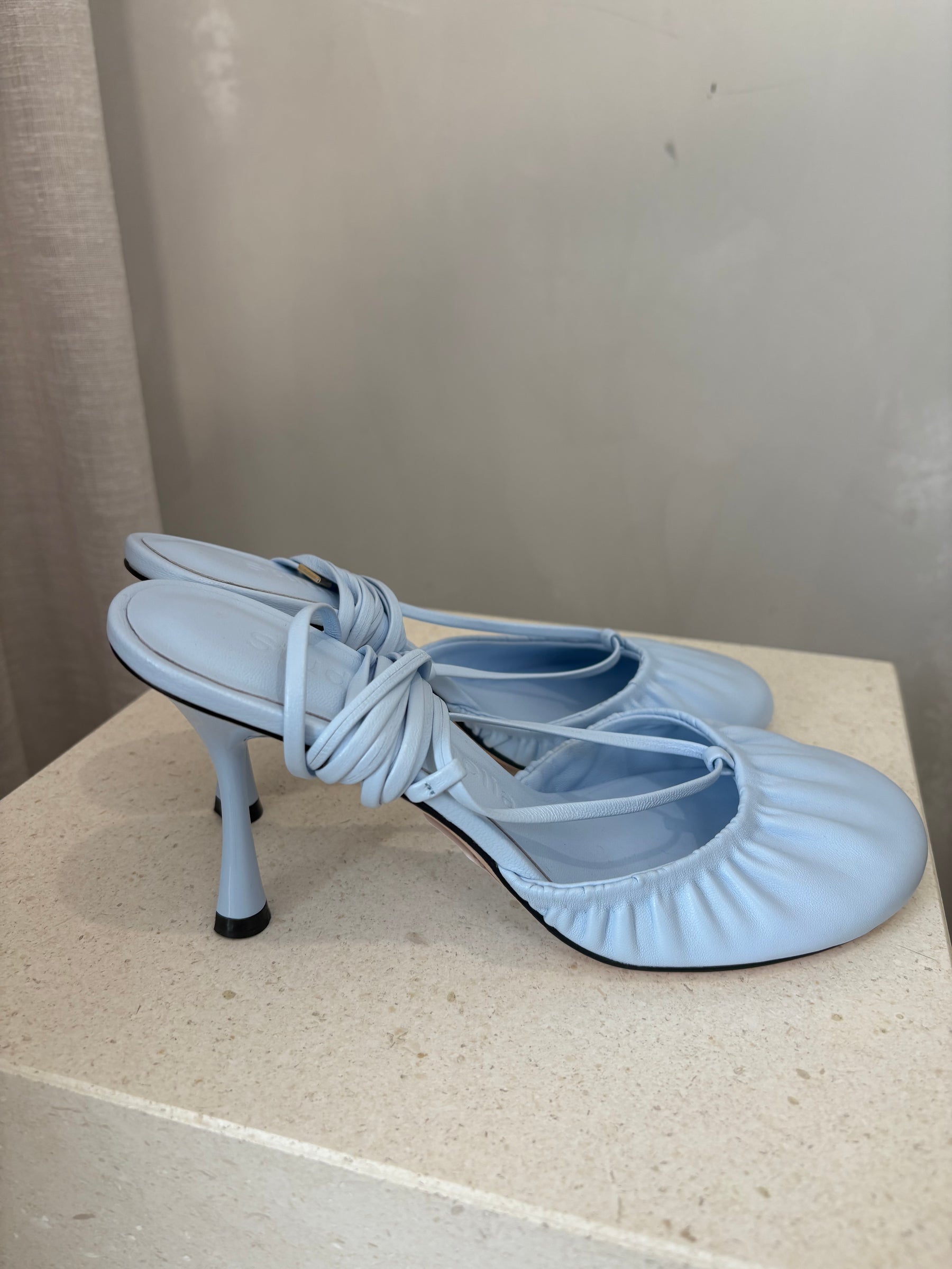 Studio Amelia Pale Blue Lace Up Heel, 37