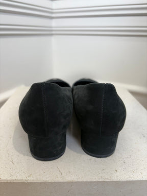 Chanel Black Suede Cap Toe Pumps, 39.5