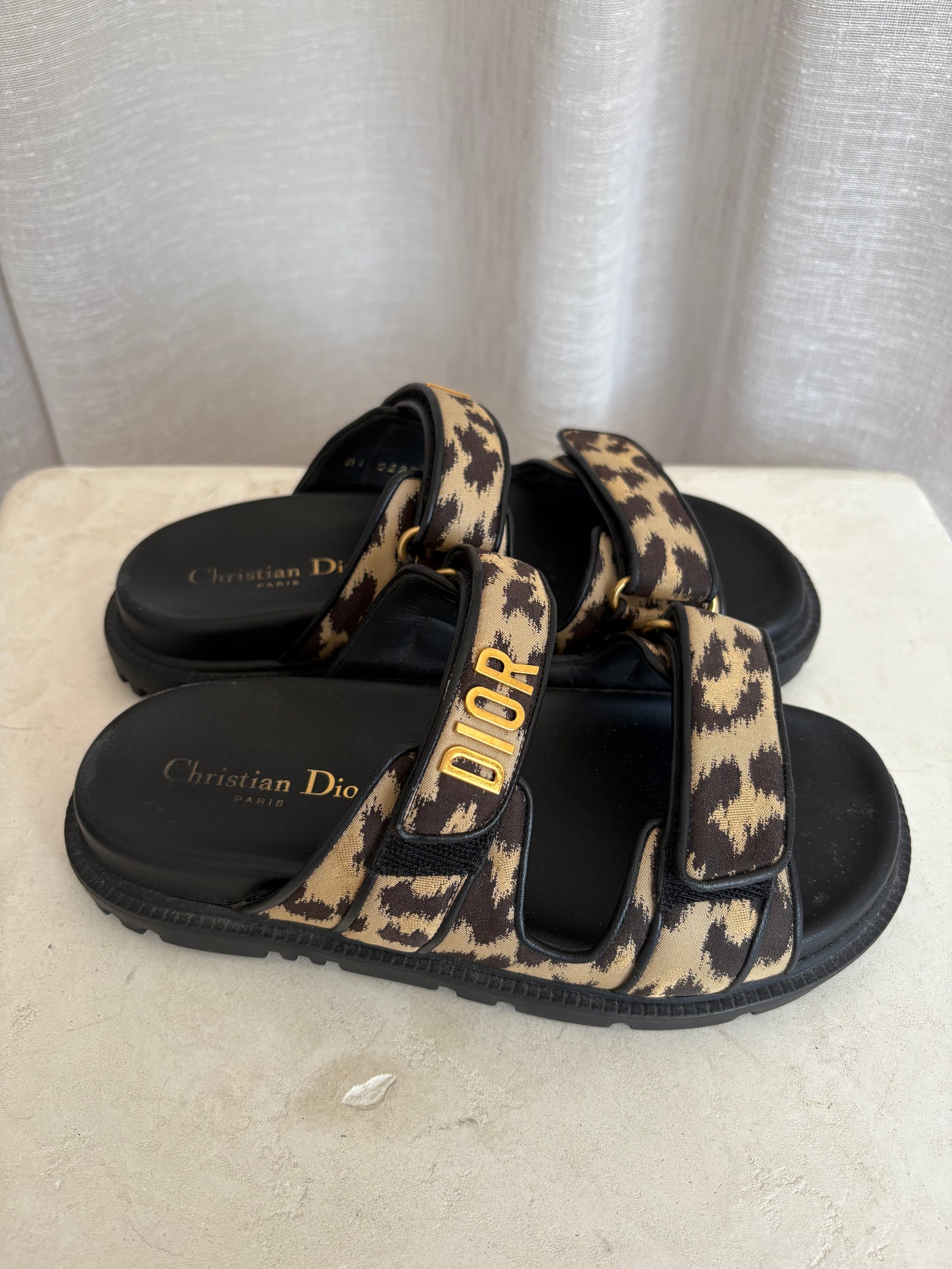 Dior Dioract Mizza Leopard Print Sandals, 36.5