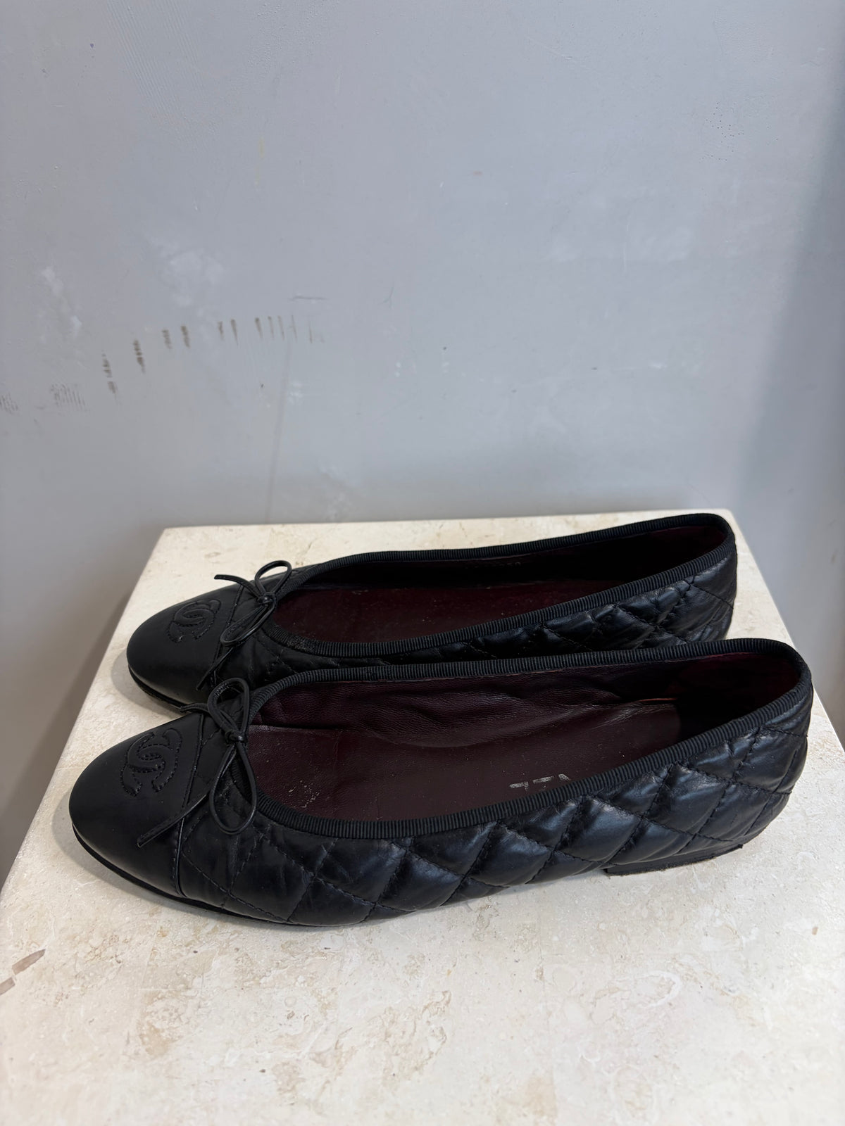 Chanel Black Quilted Chanel Ballet Flats, 37