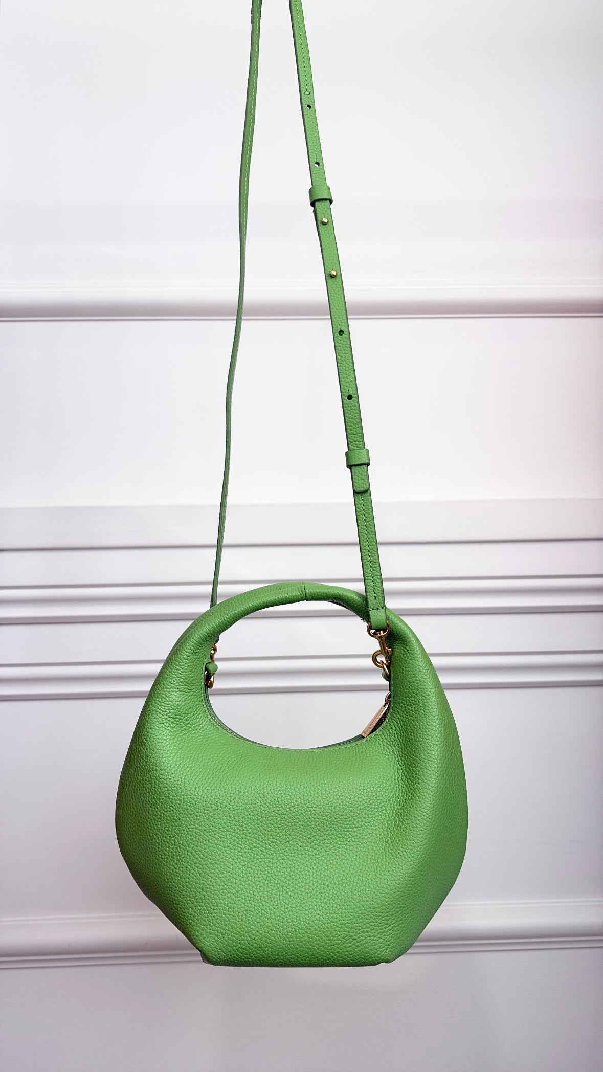 Oroton Green Leather Mini Top Handle Bag