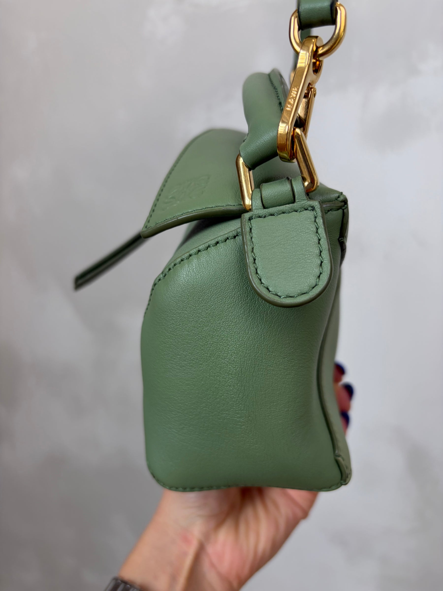Loewe Green and Beige Ombré Leather Mini Puzzle Bag