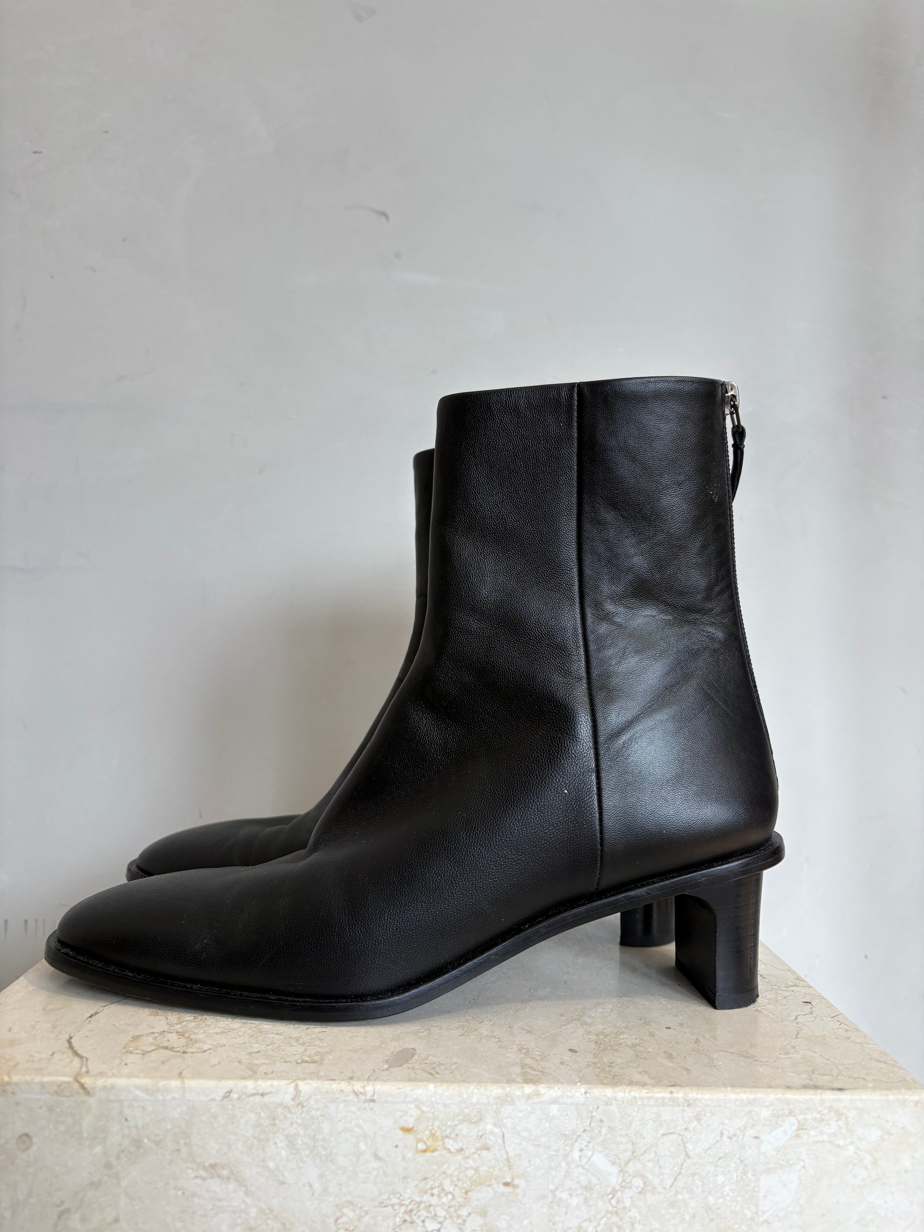 A Emery Black Booties   Zip Up, 40
