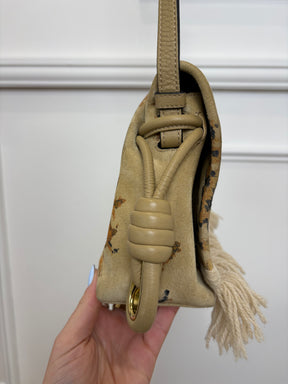Loewe Tapestry Print Suede Fringed Flamenco Bag