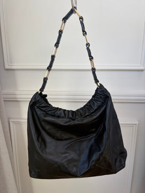 Anine Bing Black Leather Logo Shoulder Bag