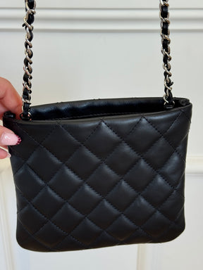 Chanel Uniform Black Leather Crossbody Pochette