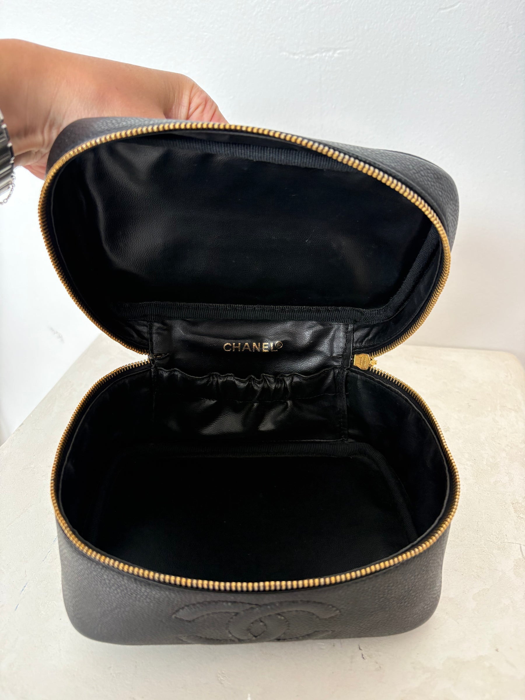Chanel Black Caviar Leather Vanity Case