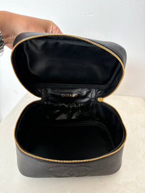 Chanel Black Caviar Leather Vanity Case