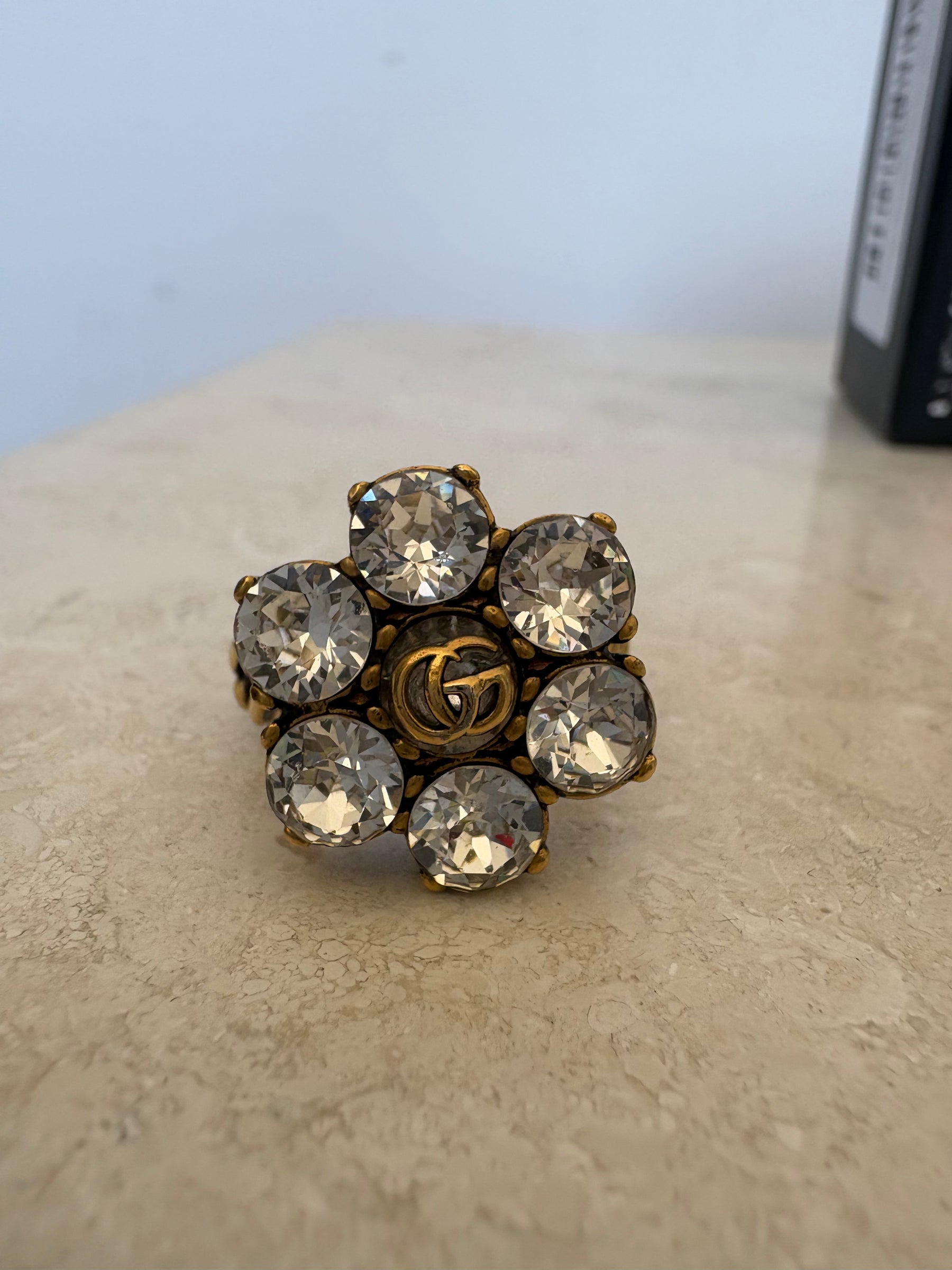 Gucci GG Crystal Flower Ring, 23