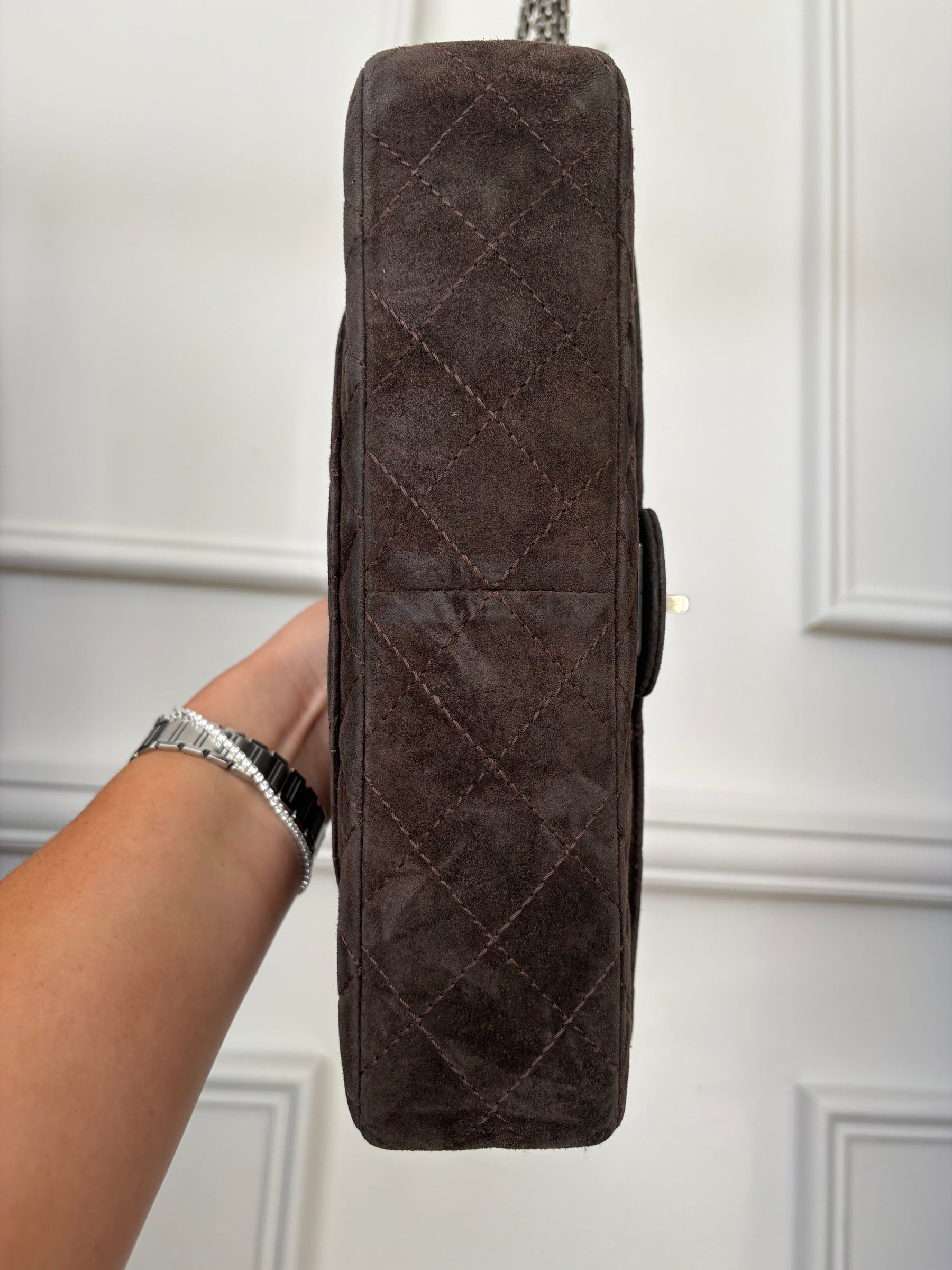 Chanel Brown Suede Large 2.55 Handbag