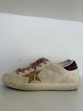Golden Goose Superstar Beige Suede Sneakers With Gold Star, 40