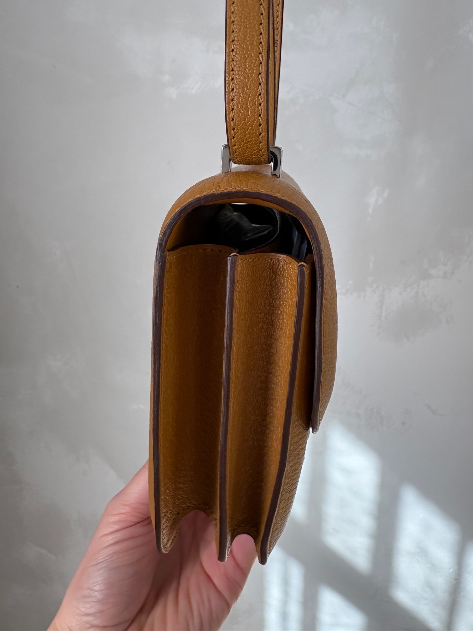 Hermès Constance III Mini in Caramel Chevre Leather with Paladium Hardware