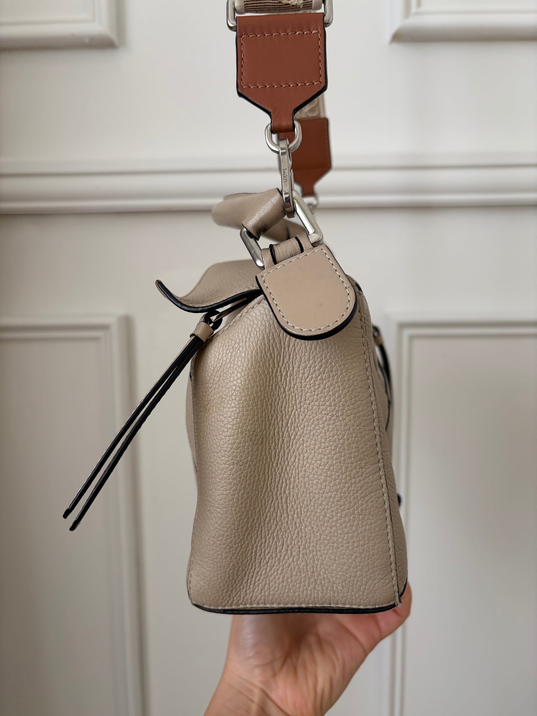 Loewe Small Puzzle Bag In Light Taupe With Anagram Strap
