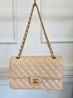 Chanel Beige Caviar Leather Medium Classic Flap Bag
