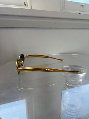 Bottega Veneta Gold Oval Sardine Sunglasses