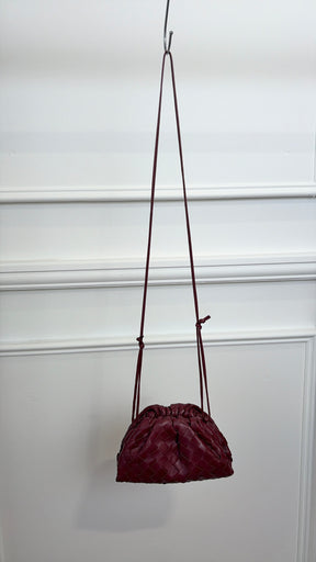 Bottega Veneta Burgundy Intrecciato Leather Mini Pouch Bag