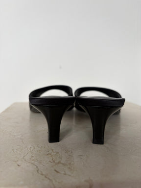 Hermès Black Satin Marilyn Heeled Sandal, 37