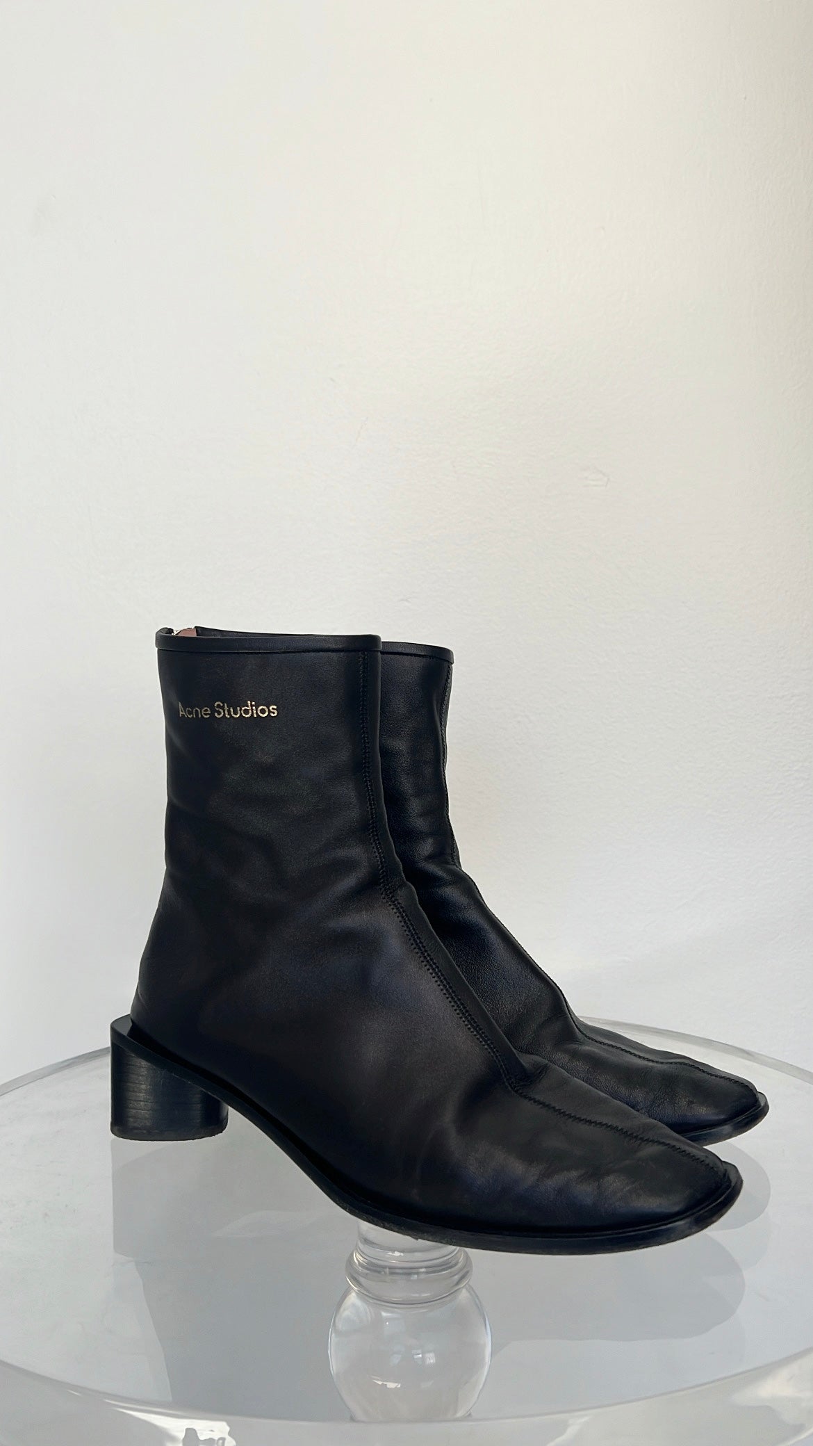 Acne Studios Black Leather Ankle Boots, 40