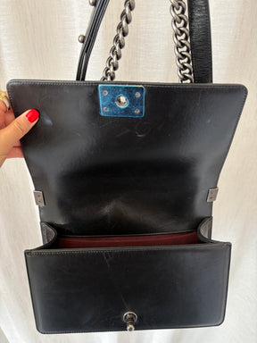 Chanel Boy Leather Handbag With Chain Detail Medium