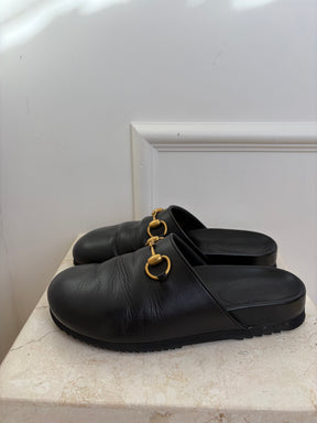 Gucci Horsebit Leather Mules, 37.5