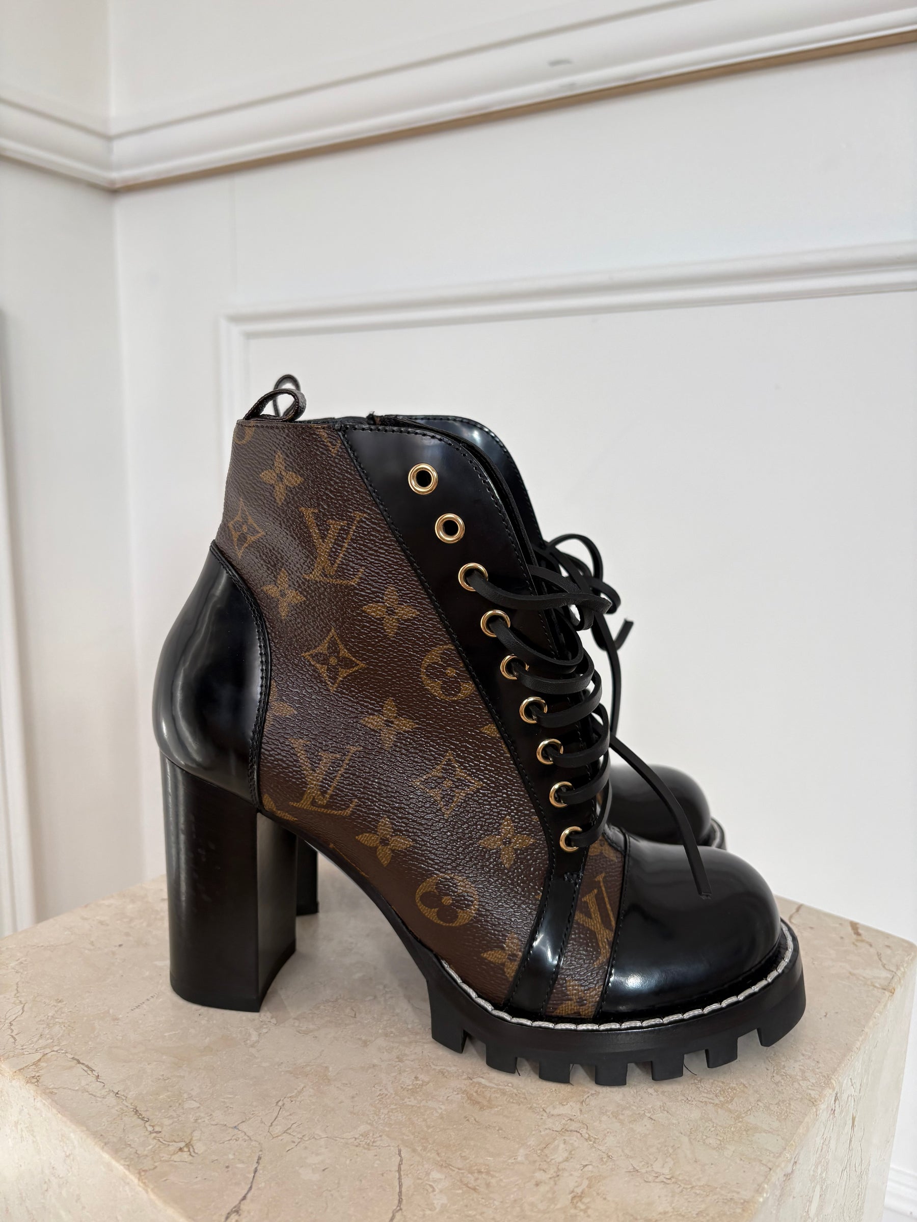 Louis Vuitton Canvas Monogram Star Trail Ankle Boots, 40