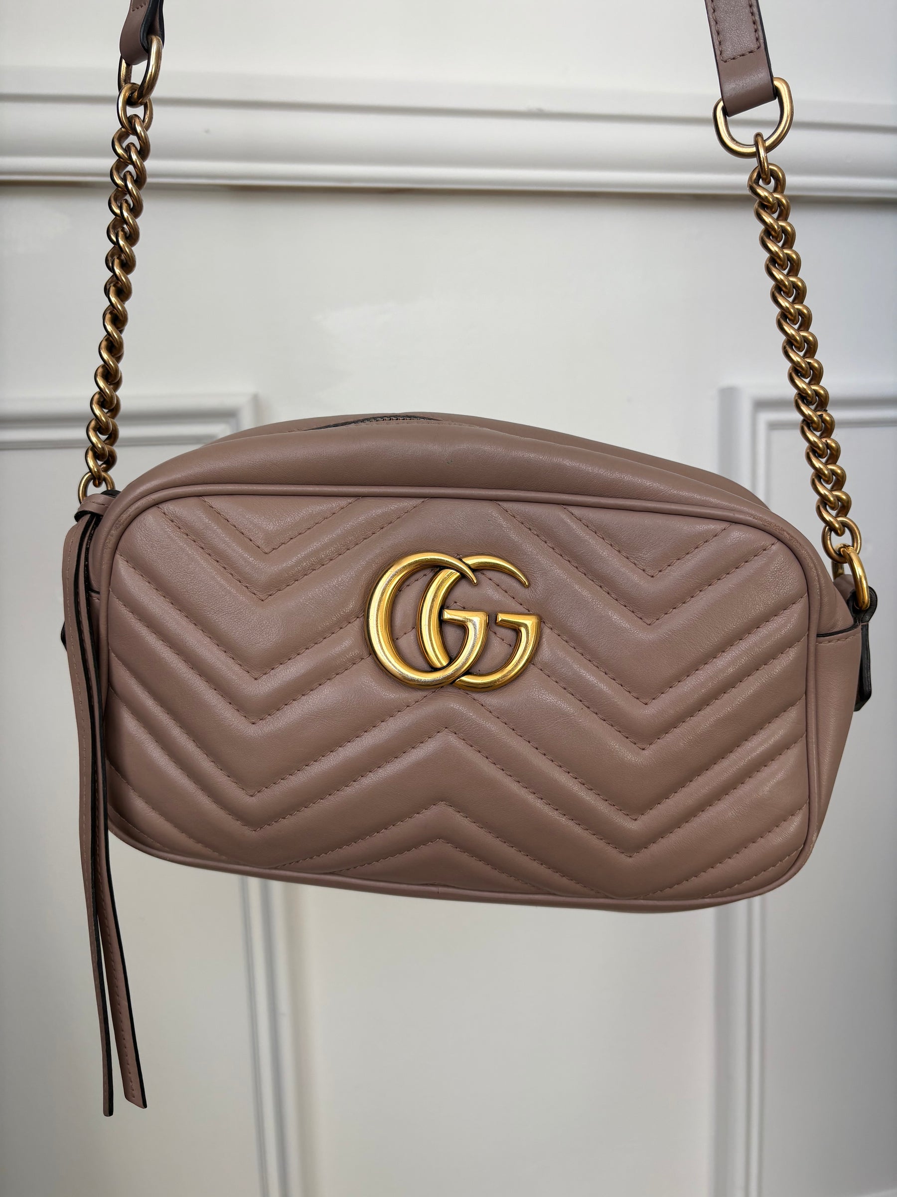 Gucci Beige Leather Marmont Camera Bag