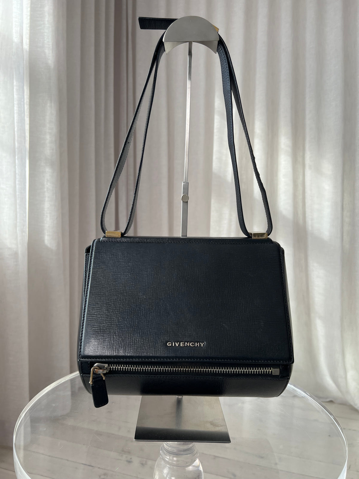 Givenchy Black Grained Leather Pandora Box Bag