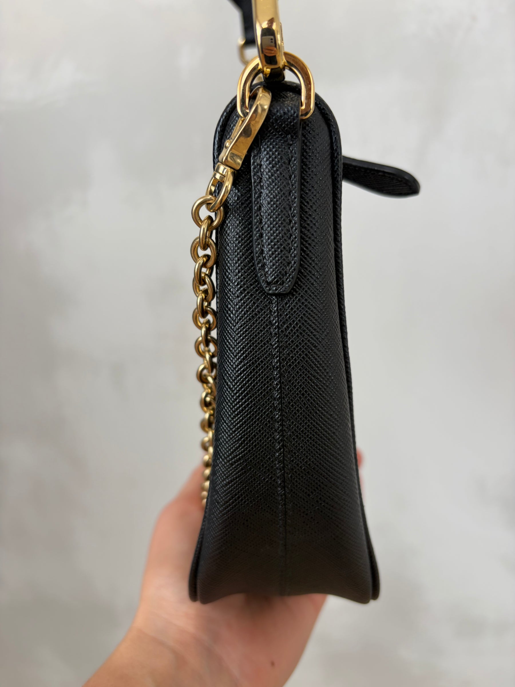 Prada Black Saffiano Leather Re-edition Crossbody Bag