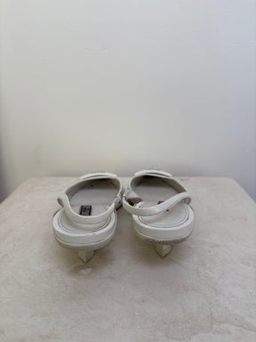 Prada Pointed Slingback Pumps In White, 38