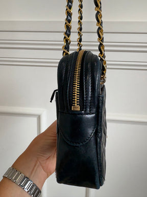 Chanel Navy Quilted Lambskin Leather Shoulder Camera Bag
