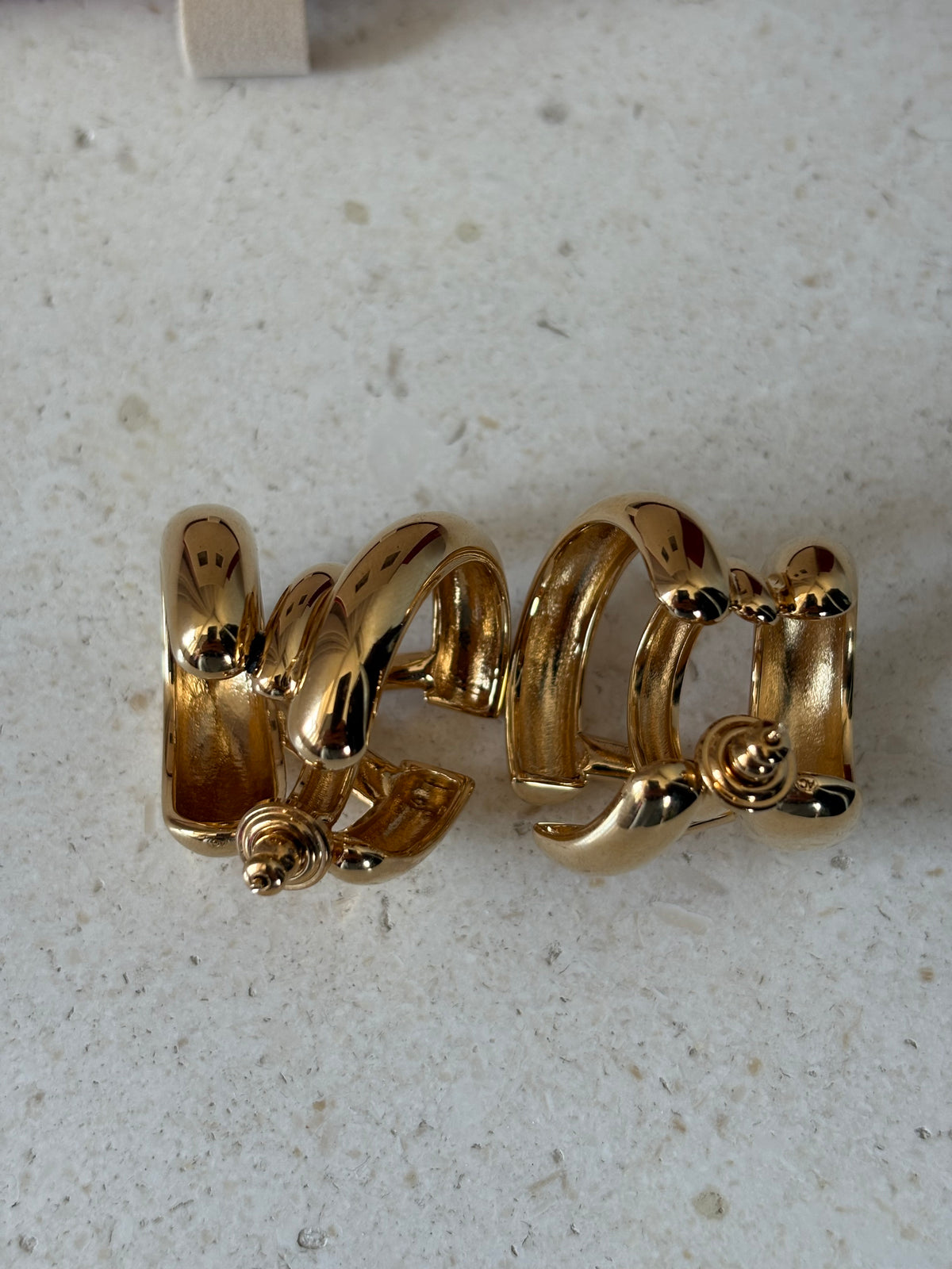 Valentino Garavani Gold Tone Chunky Logo Hoop