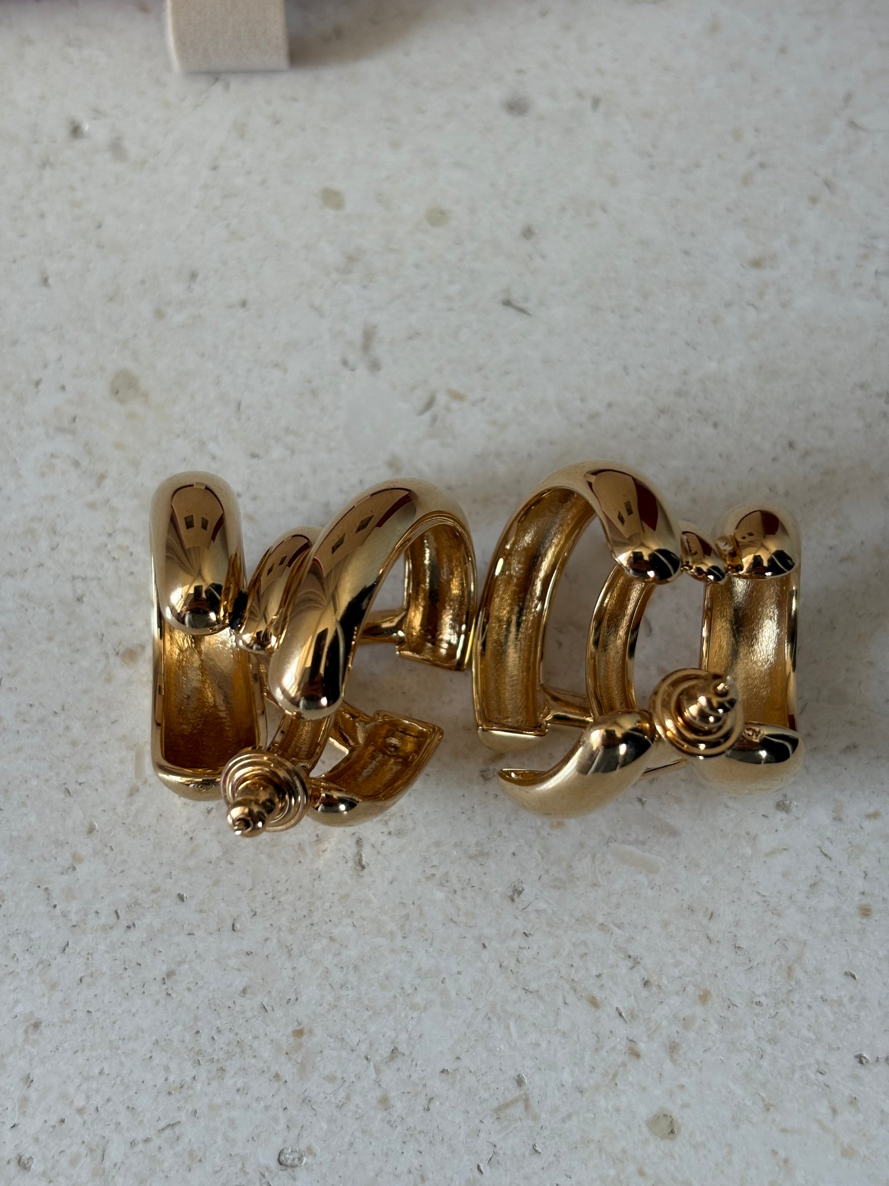 Valentino Garavani Gold Tone Chunky Logo Hoop