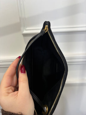 Saint Laurent Black Felted 'Rive Gauche' Pouch