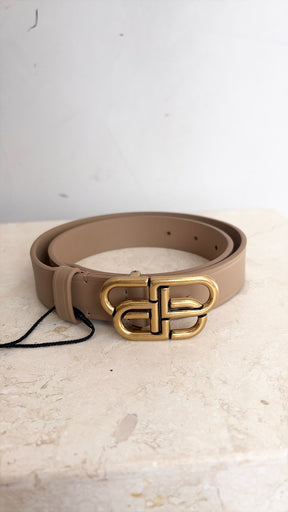 Balenciaga Beige Leather Logo Belt, 70