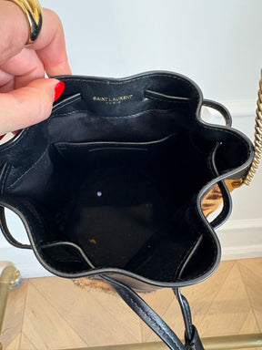 Saint Laurent Leopard Pony Hair and Black Leather Bucket Bag