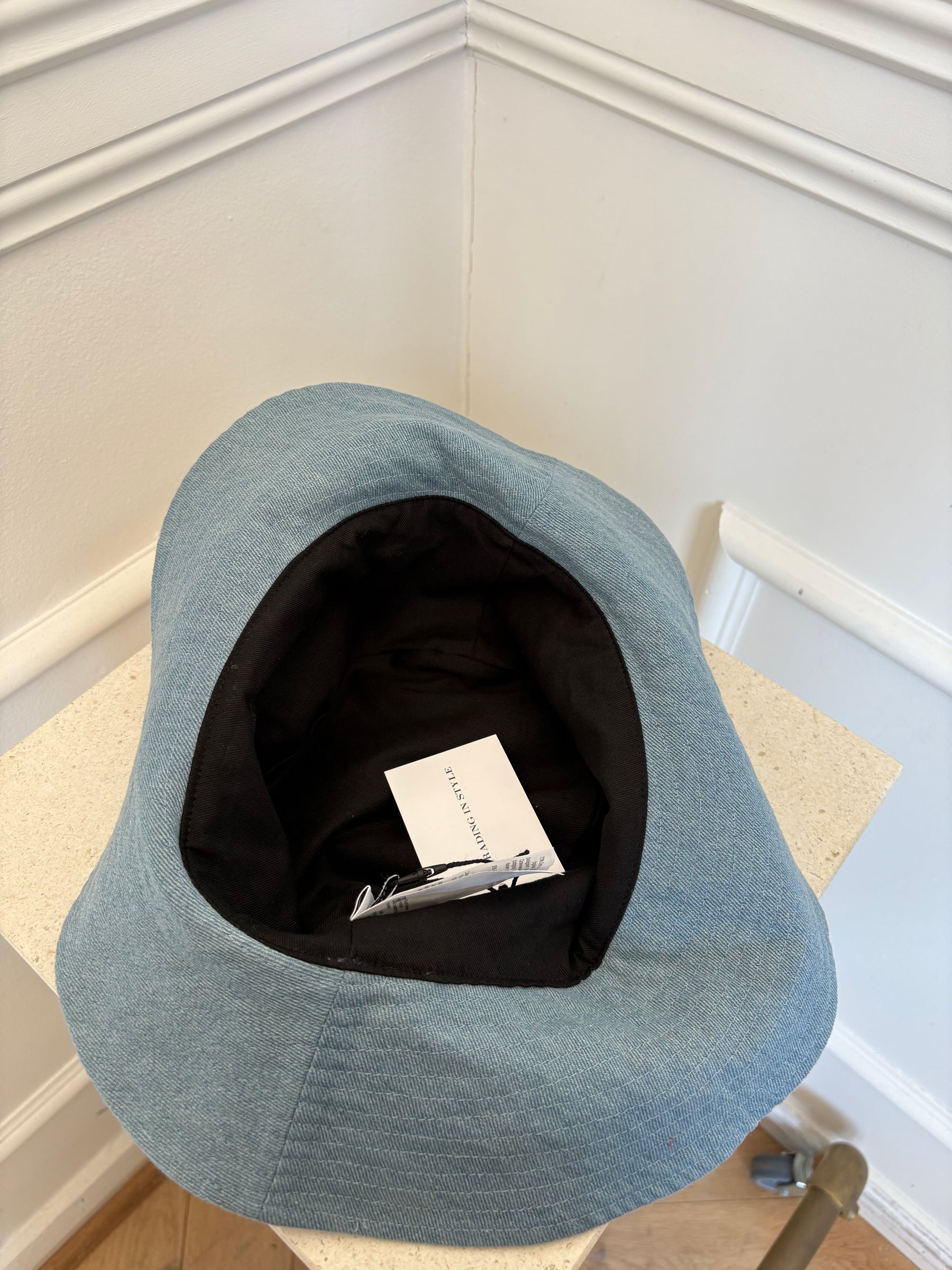 Ganni Light Blue Denim Bucket Hat, XS/S