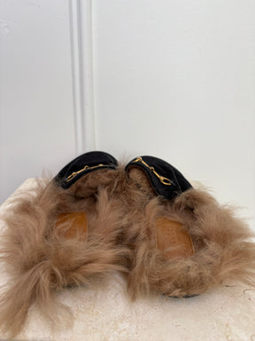 Gucci Velvet Shearling Princetown Mules, 41