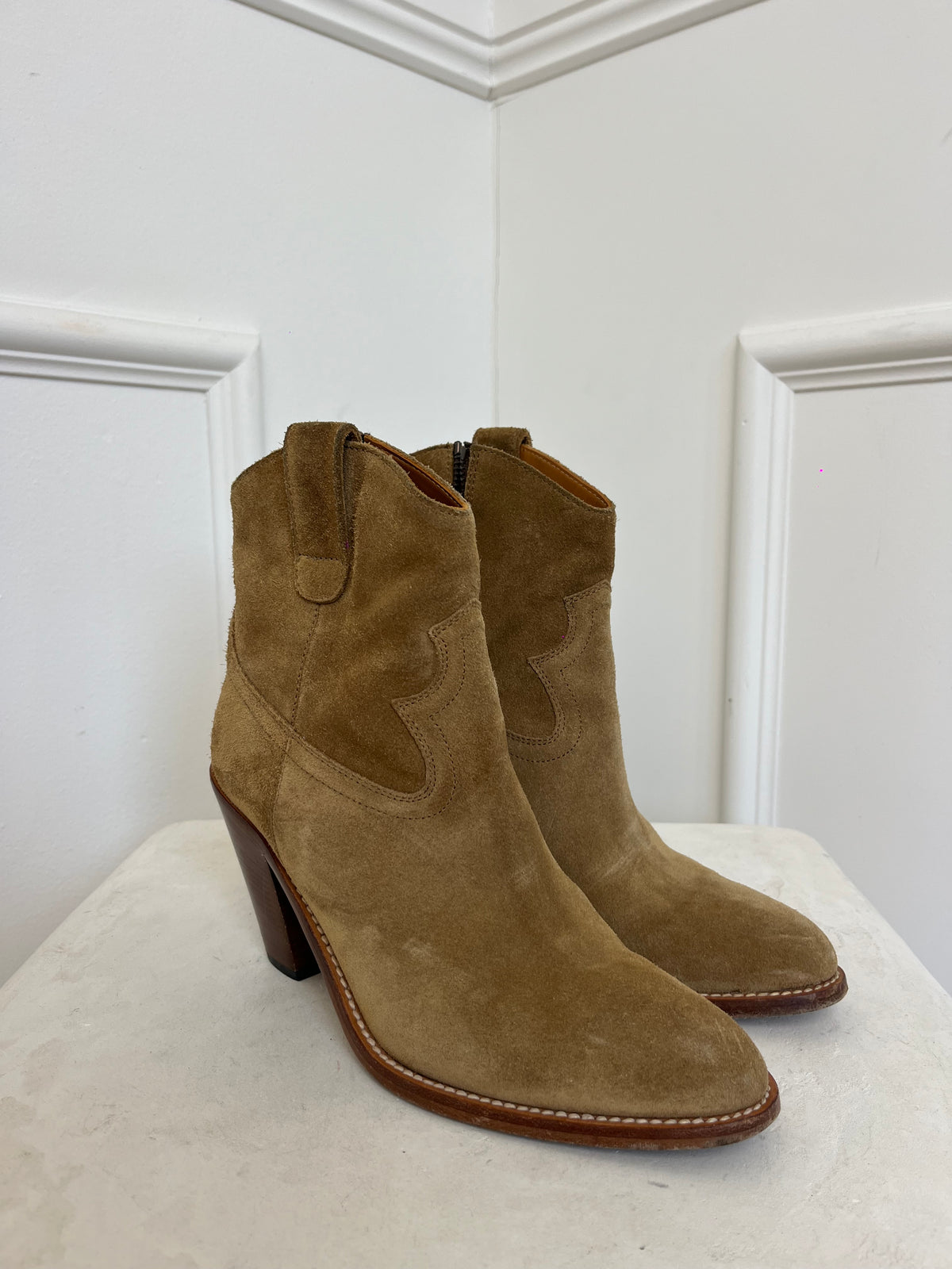 Saint Laurent Brown Suede Ankle Boots, 36.5