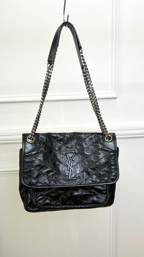 Saint Laurent Black Leather Medium Nikki Bag