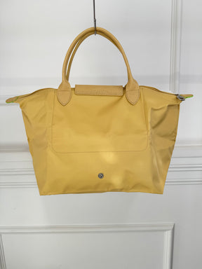 Longchamp Yellow Leather and Nylon Pliage Tote