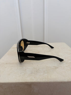 Bottega Veneta Black Acetate Osservatorio oversized aviator-style sunglasses
