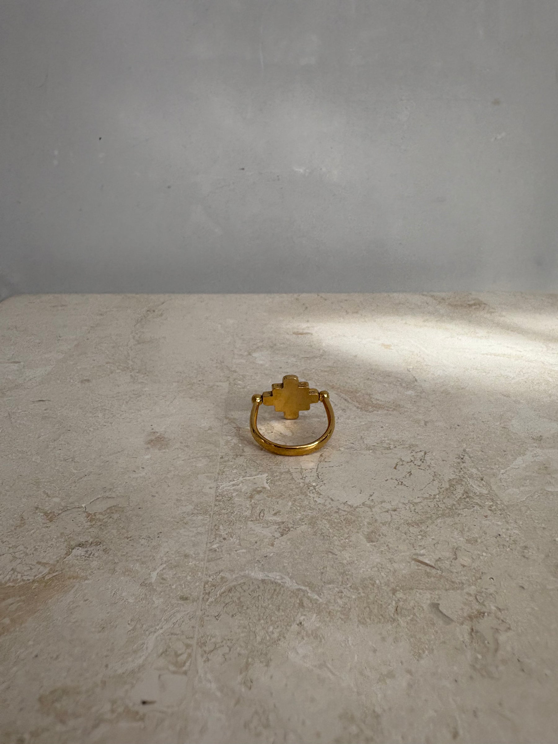 Lucy Folk Gold Tone Motif Ring, M